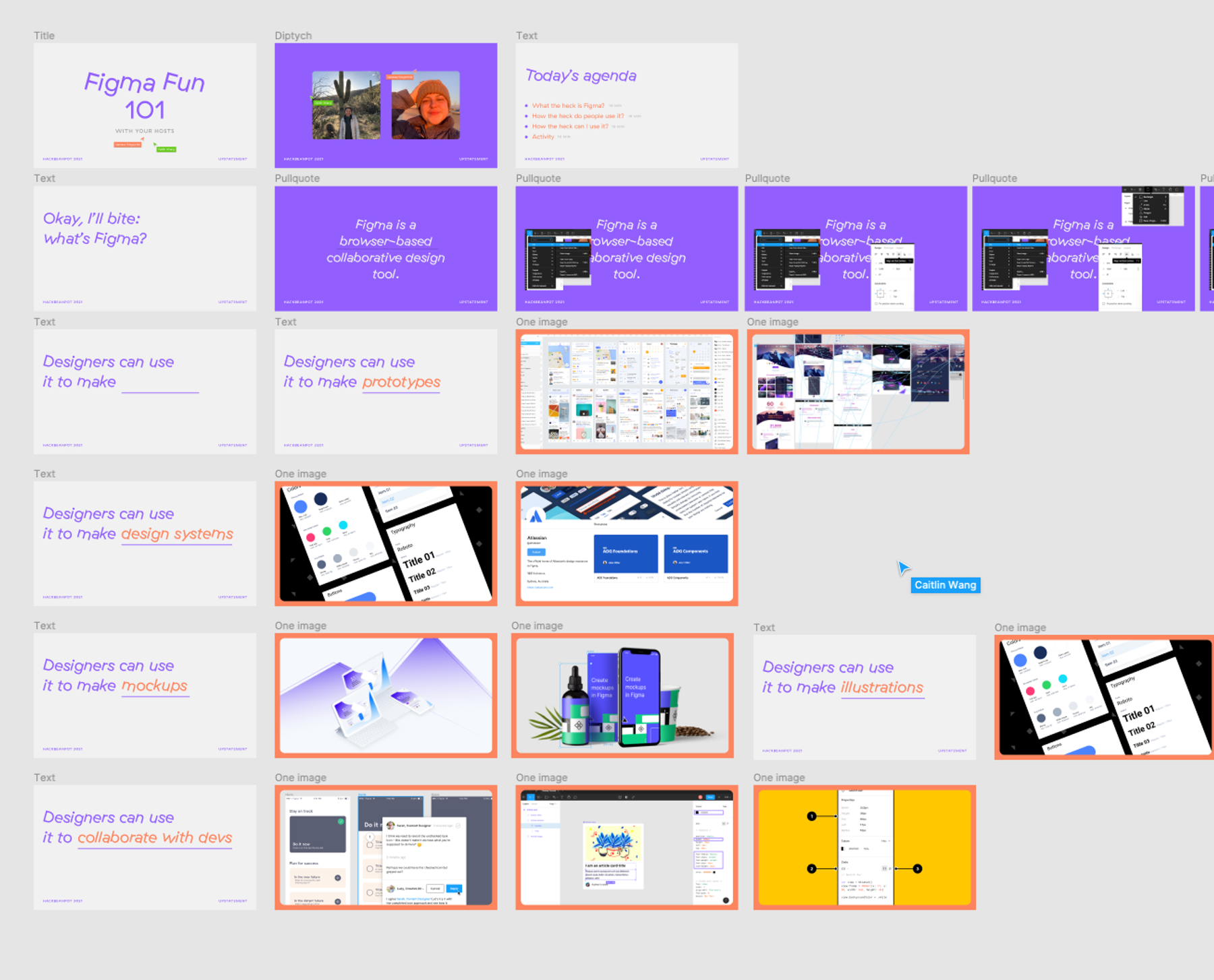 A digital presentation titled "Figma Fun 101" built in Figma.
