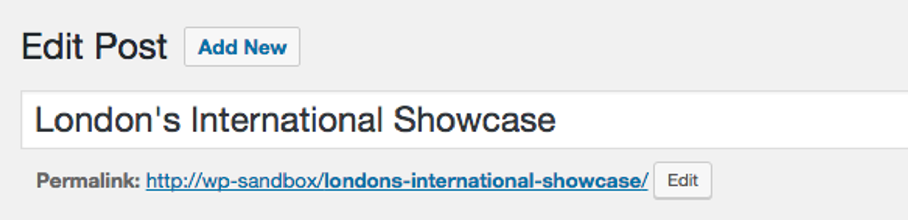 A blog editing interface with a text input field labelled "Edit Post".