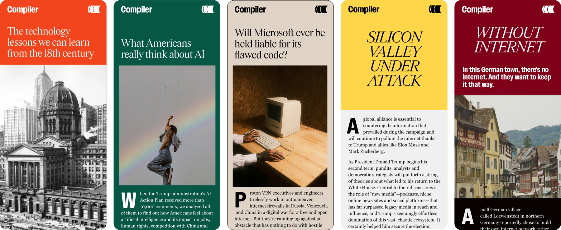 Screens from the Compiler website.
