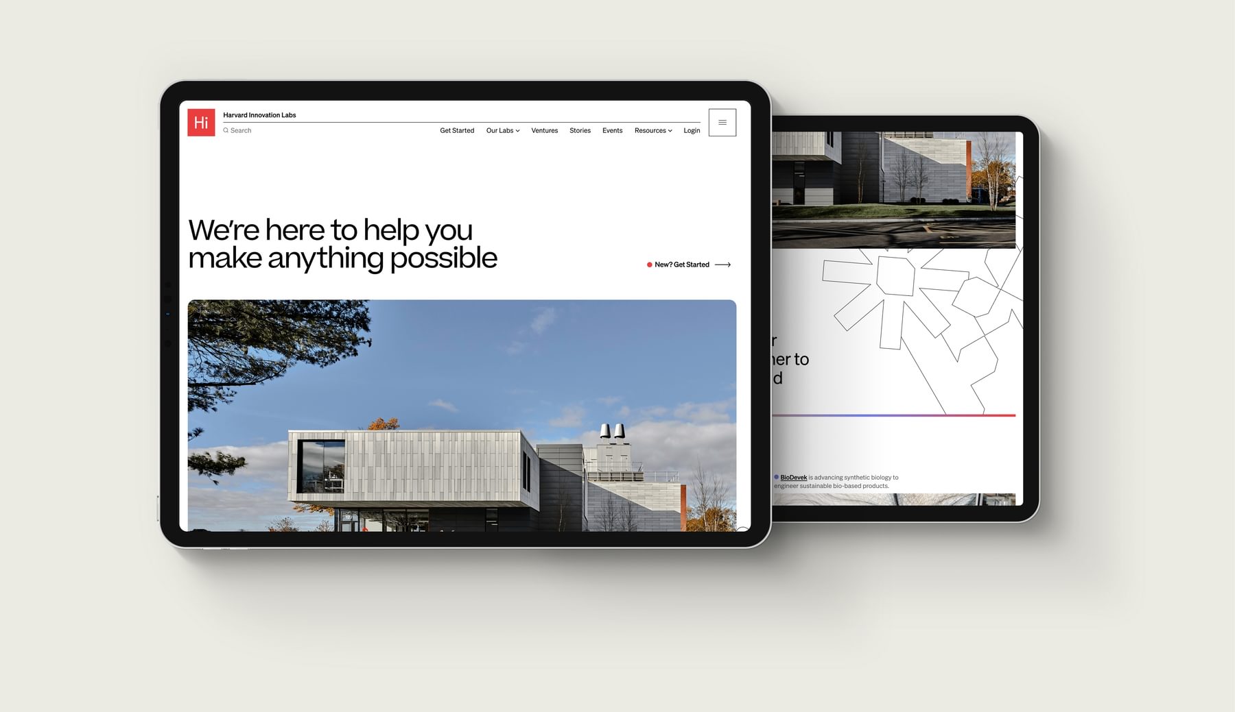 Screens from the Harvard Innovation Labs website.