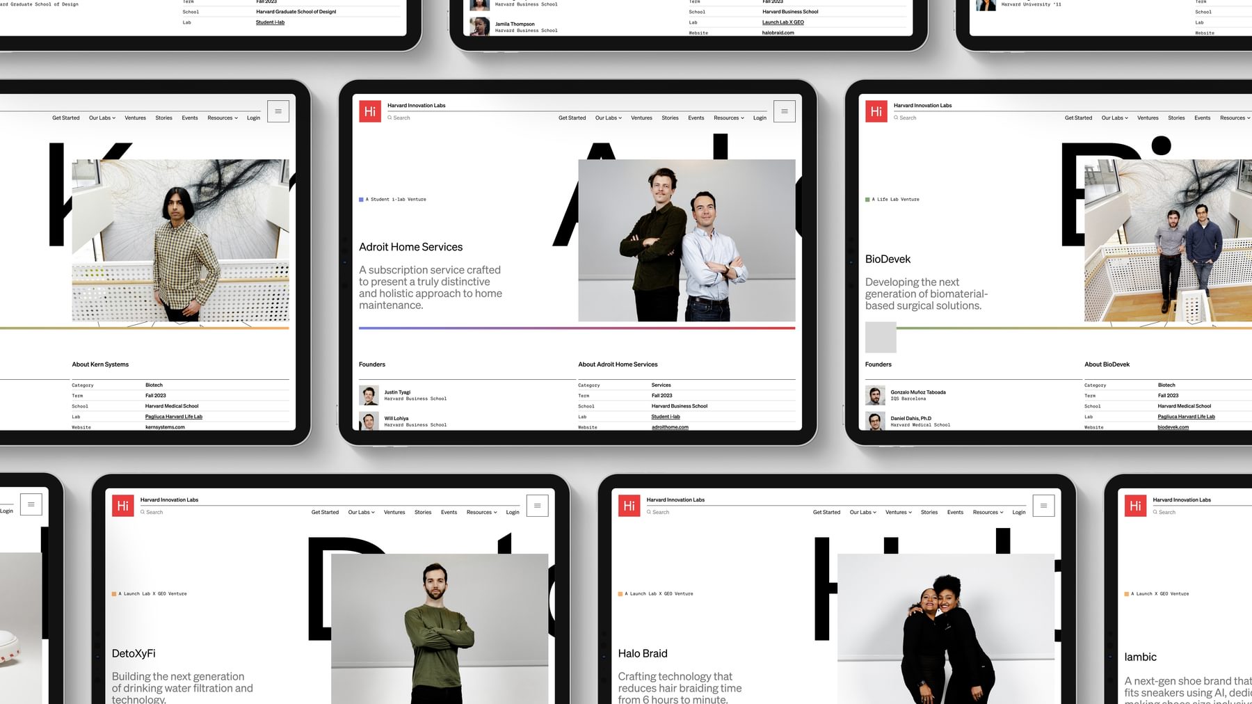 Screens from the Harvard Innovation Labs website.