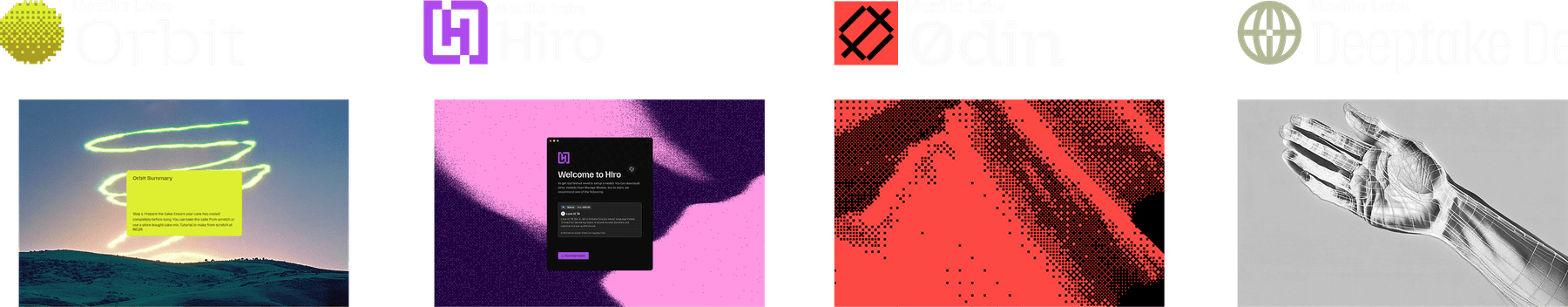 Screens from the Mozilla Labs brand toolkit.
