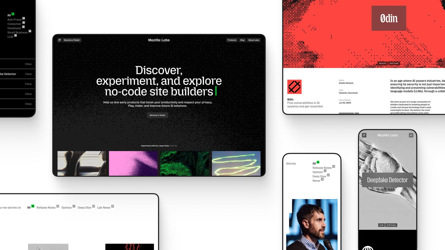 Screens from the Mozilla Labs brand toolkit.
