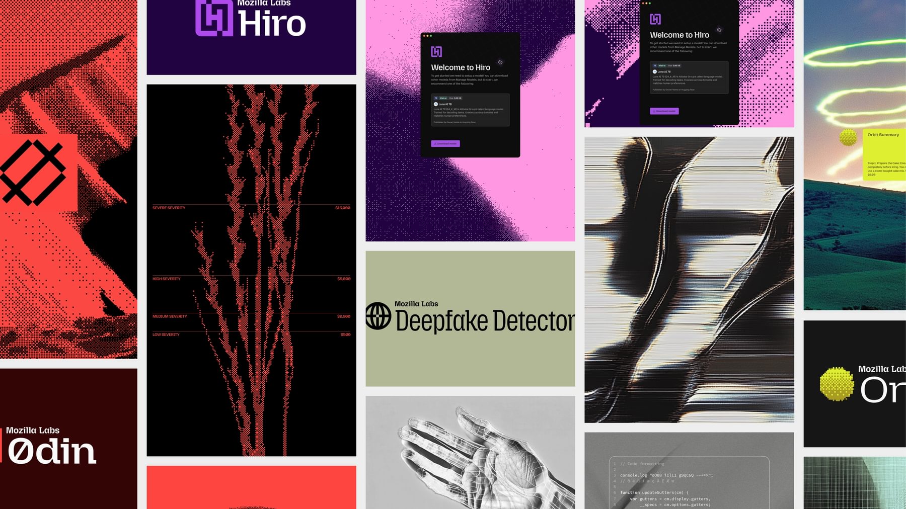 Screens from the Mozilla Labs brand toolkit.