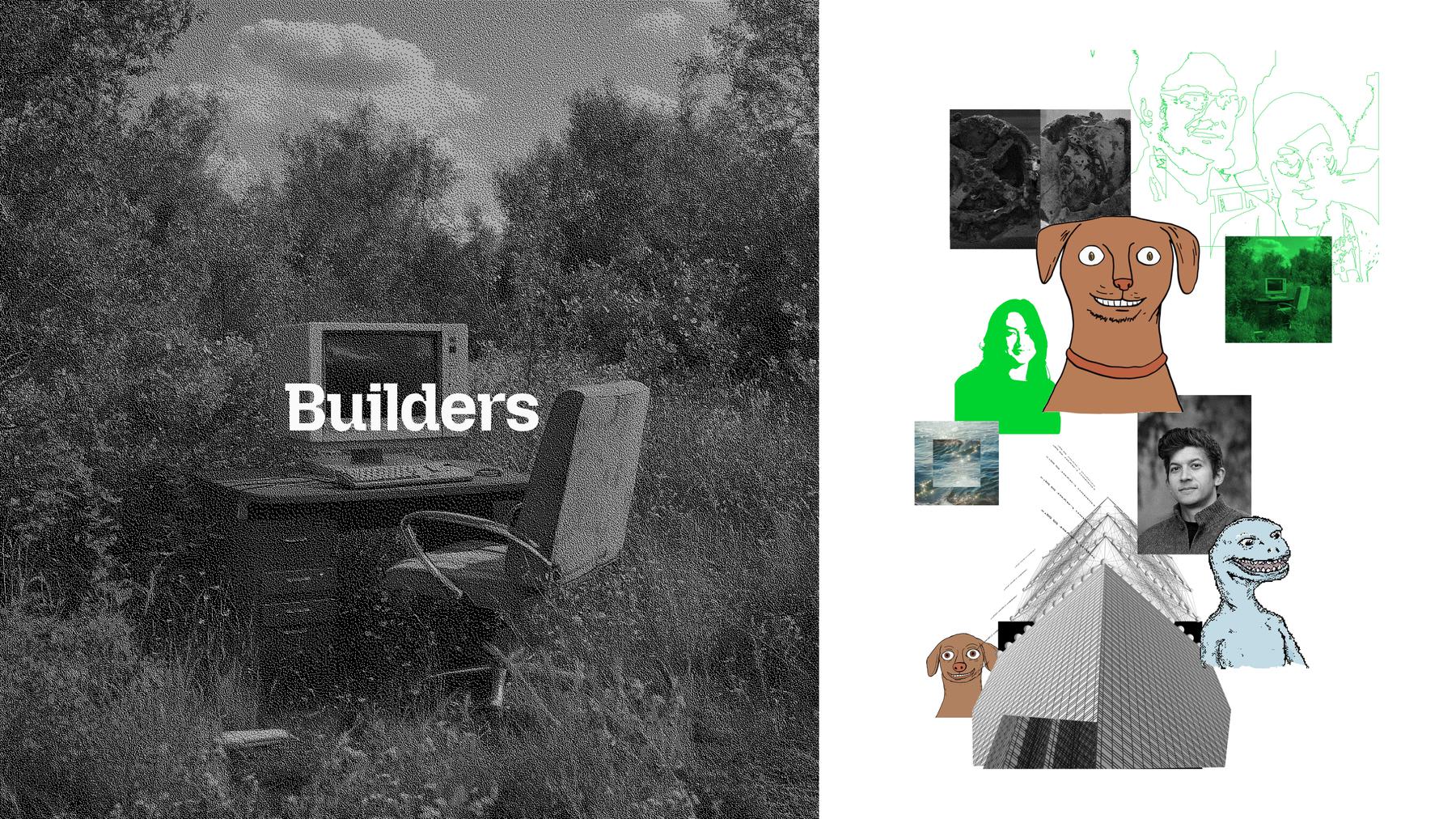 A collage of illustrations, photos, and tetures.