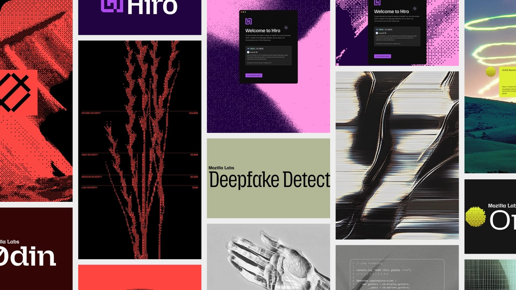 Screens from the Mozilla Labs brand toolkit.