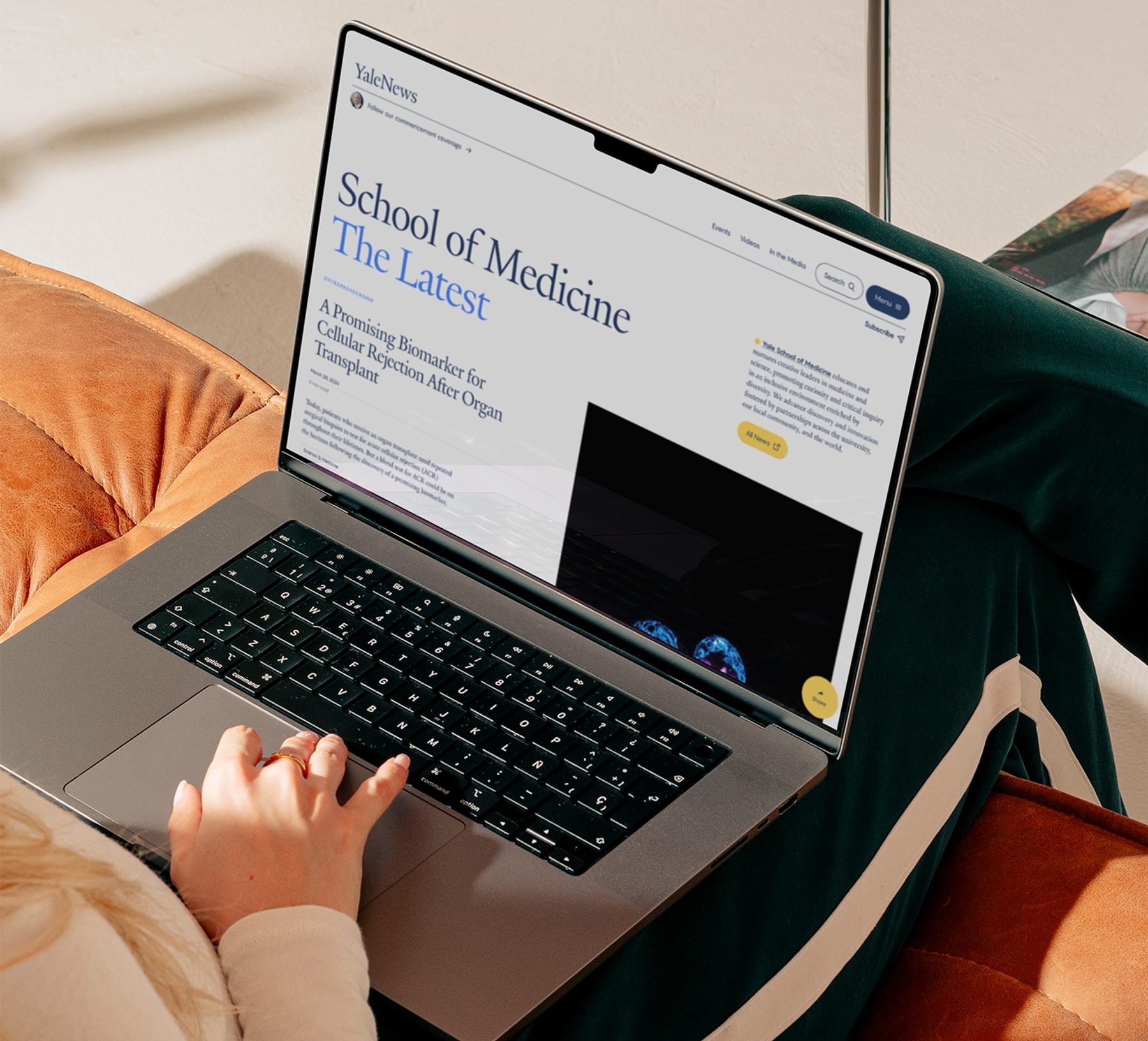 Screens of the new Yale News site.